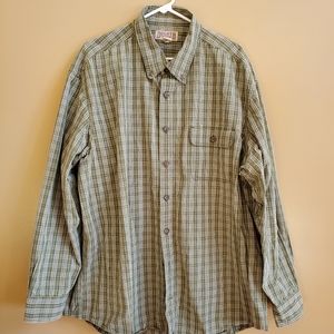 Men's Duluth Trading Co. Green plaid long sleeve button down shirt. 2XL tall